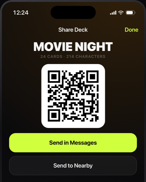 A deck's share screen showing a QR code.